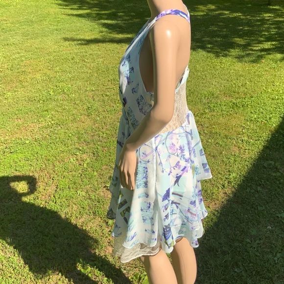 NWT $138 BCBGeneration | Aquashell | Racerback Tiered Lace Inset Dress | 10 - Picture 13 of 15